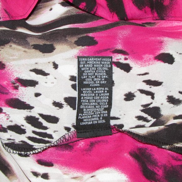 Zac & Rachel Long Loose Tunic Top Flowy Blouse Shirt Pink Black Top LG - Picture 9 of 13